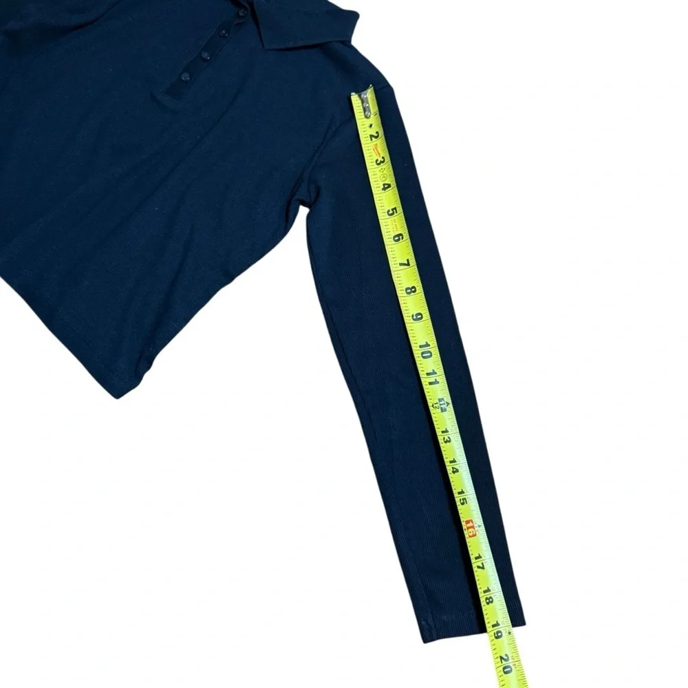 Zara Kids Unisex Black Long Sleeve Ribbed Polo Shirt – Size 10